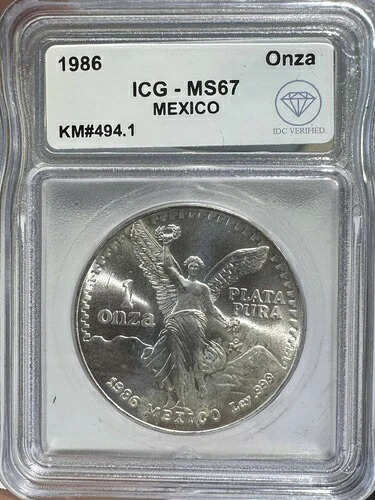 1986年 メキシコ 1オンザ シルバー リベルタッド ICG MS-67 IDC 検証済み KM#494.1｜WORLD RESOURCE【QUEEN店】