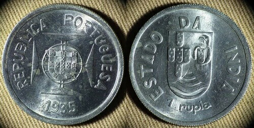 ポルトガル軍インド大佐：1935年 1 Rup Gem BU Luster #22 IR5955｜WORLD RESOURCE【QUEEN店】