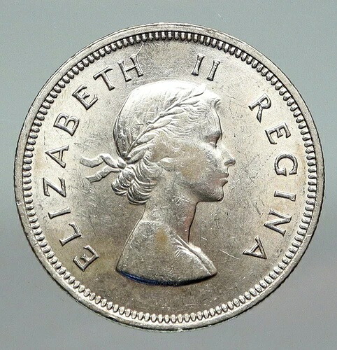 1955年 南アフリカ 旧女王エリザベス2世 ヴィンテージ 2シリング銀貨 i91215｜WORLD RESOURCE【QUEEN店】