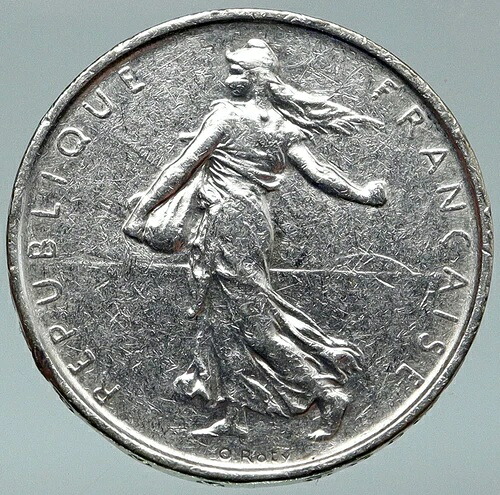1965年 フランス 大型 種まき女 銀貨 5フラン i87094｜WORLD RESOURCE【QUEEN店】