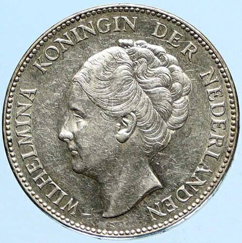 1940年オランダ王国、ウィルヘルミナ女王在位1グルデン銀貨、ヴィンテージ、i97820｜WORLD RESOURCE【QUEEN店】