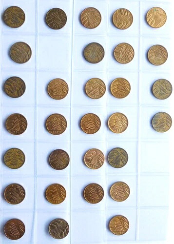 ドイツコレクション 46x 10 REICHSPFENNIG 1923 - 1936 真鍮 ワイマール共和国 フェニヒ|WORLD RESOURCE【QUEEN店】