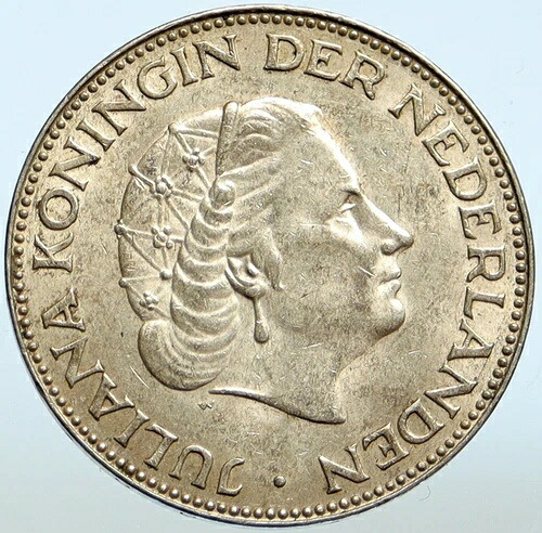 1960年 オランダ王国 ジュリアナ女王 2 1/2 グルデン 本物銀貨 i99491|WORLD RESOURCE【QUEEN店】