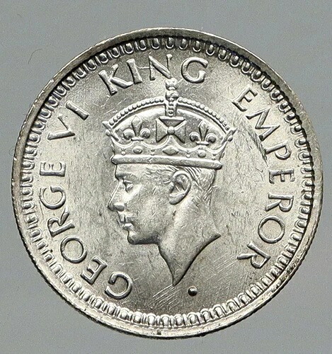 1945B インド 英国 ジョージ6世 ヴィンテージ シルバー 1/4ルピー インドコイン i91769|WORLD RESOURCE【QUEEN店】