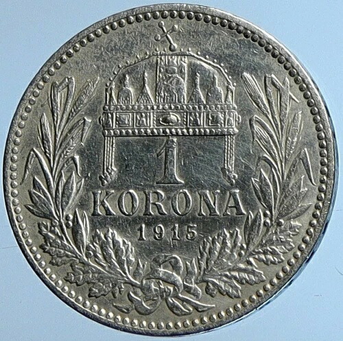 1915年ハンガリー国王フランツ・ヨーゼフ1世ハンガリーアンティークシルバーコロナコインi109687|WORLD RESOURCE【QUEEN店】