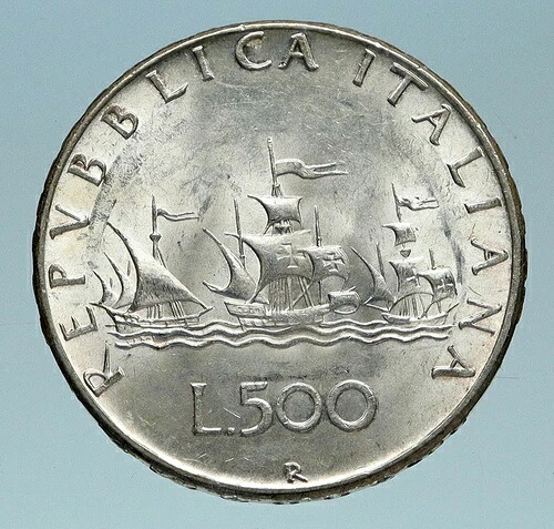 1966年 イタリア - クリストファー・コロンブスがアメリカを発見するために航海に出た 銀貨 i83242|WORLD RESOURCE【QUEEN店】
