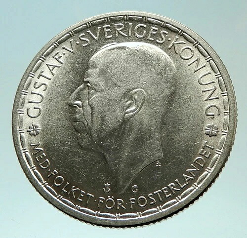 1944年 スウェーデン グスタフ5世 戴冠式紋章 ヴィンテージ 純正銀貨 2クローナ i75954｜WORLD RESOURCE【QUEEN店】