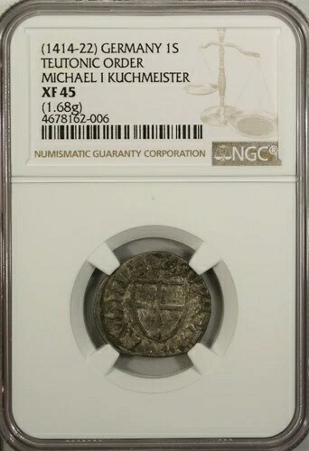 ドイツ ポーランド シリング 1414 NGC XF 45 ドイツ騎士団 ミヒャエル1世 クッフマイスター|WORLD RESOURCE【QUEEN店】