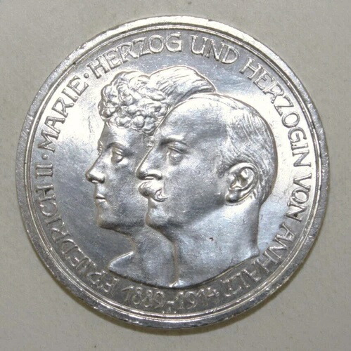 S9 - ドイツ - アンハルト 3マルク 1914年 ブリリアント 未流通銀貨 - フリードリヒ｜WORLD RESOURCE【QUEEN店】 46,860円