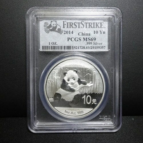 2014年 中国パンダ 1オンス シルバー 10元コイン ファーストストライク PCGS MS69|WORLD RESOURCE【QUEEN店】