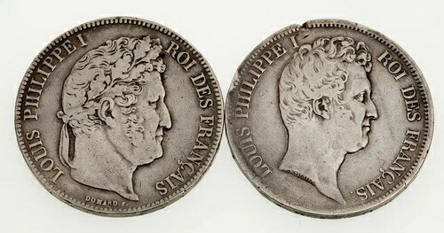 1831-1839年 フランス 5フラン銀貨 2枚セット KM 735.1, 749.7｜WORLD RESOURCE【QUEEN店】 46,860円