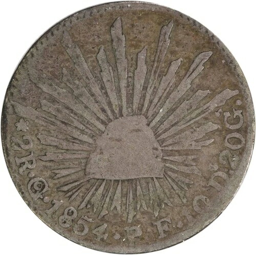 1854年製 Go PF メキシコ 2レアル KM374.8 VF 未認証 #813|WORLD RESOURCE【QUEEN店】