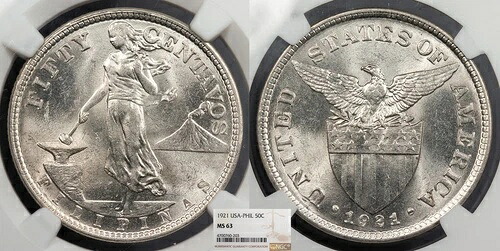 フィリピン 1921 50センタボ NGC MS-63|WORLD RESOURCE【QUEEN店】