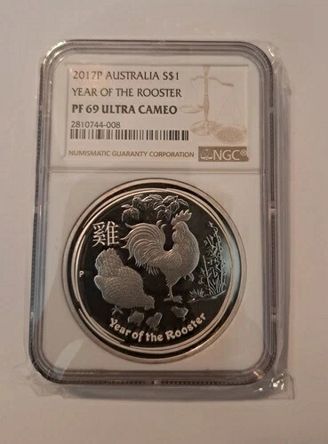 2017年 P オーストラリア プルーフ シルバー 旧暦 酉年 NGC PF69 1オンス 1ドルコイン
