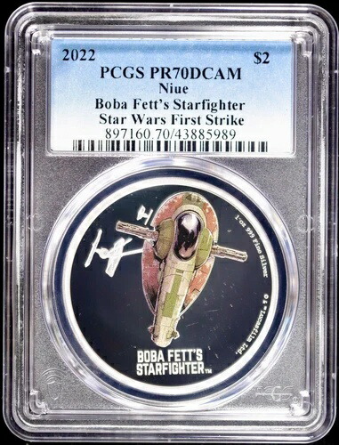 2022年 ニウエ スターウォーズ ボバ・フェット スターファイター 1オンス .999 シルバー プルーフコイン PCGS PR70