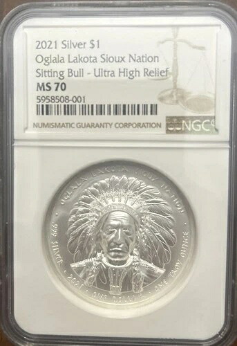 2021年 1オンス シルバー オグララ ラコタ スー族 シッティング・ブル UHR NGC MS70 75,020円