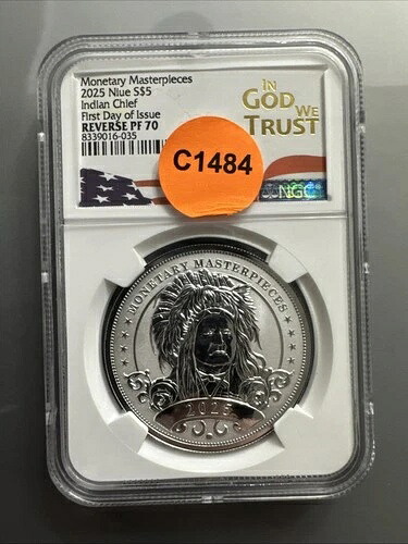 2025年ニウエS$5インディアン・チーフ初登場の貨幣傑作。裏面PF 70。｜WORLD RESOURCE【QUEEN店】 75,020円
