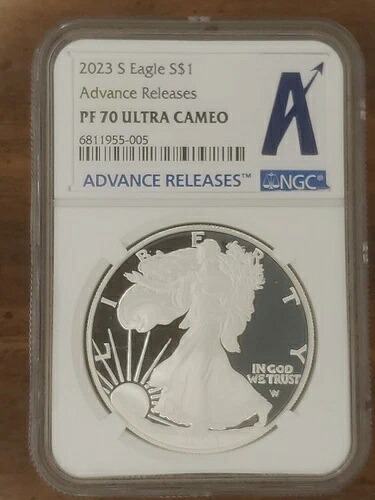 2023 S シルバー イーグル アドバンスリリース PF70 ウルトラカメオ 'A' ラベル NGC-
