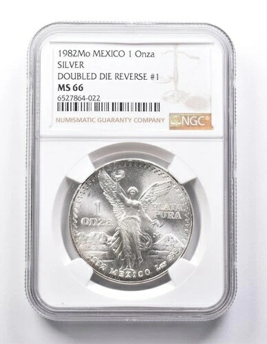 1982 Mo メキシコ 1 オンザ シルバー リベルタ ダブルド ダイ リバース #1 MS66 NGC