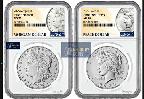2025年プレセール モルガン＆ピース シルバーダラー $1 NGC MS70 ファーストリリース #2146 2147 75,625円