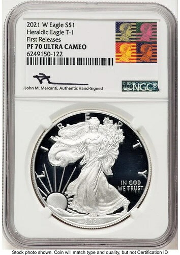 2021-W TY1 プルーフ シルバー イーグル 1オンス FR ジョン・レーガン 胸像 NGC PF70 メルカンティ｜WORLD RESOURCE【QUEEN店】