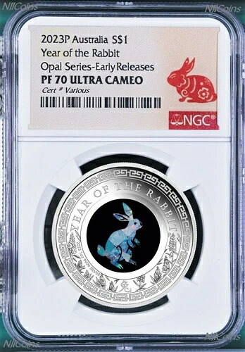 2023年 オーストラリア オパール ルナー 卯年 1オンス シルバー プルーフコイン NGC PF70 ER