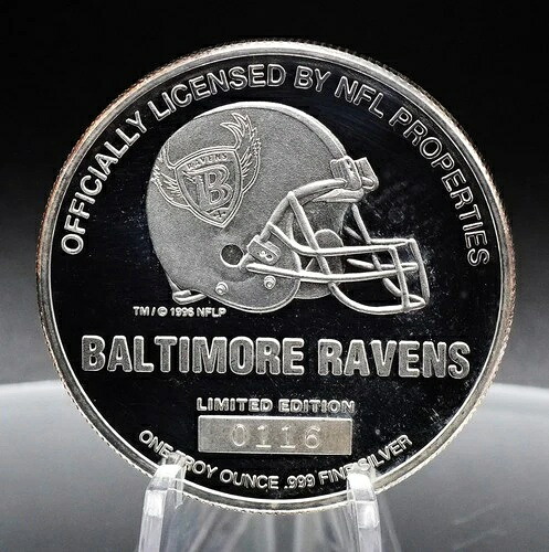 1996年ボルチモア・レイブンズ フットボール #116 NFL 1オンス 999 ファインシルバー ラウンド C5993 75,625円