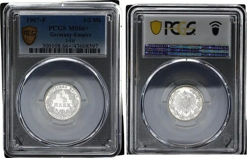 1/2マーク シルバー 1907 F コイン J.16 * PCGS MS66 + 未使用 134512-