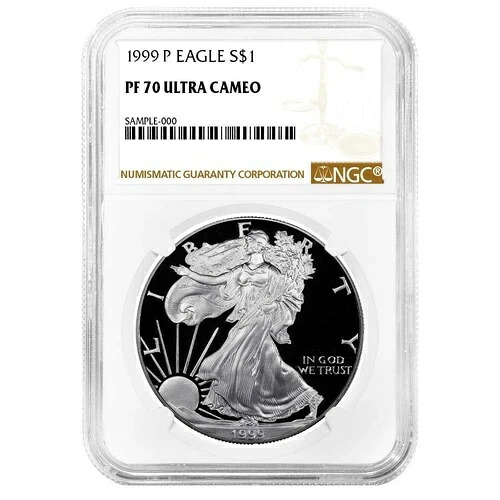1999年-P プルーフ $1 アメリカンシルバー イーグル NGC PF70UC ブラウン ラベル-
