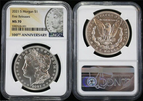 2021-S 1オンス .999 100周年記念 シルバー モルガン ダラー NGC MS 70 ファーストリリース