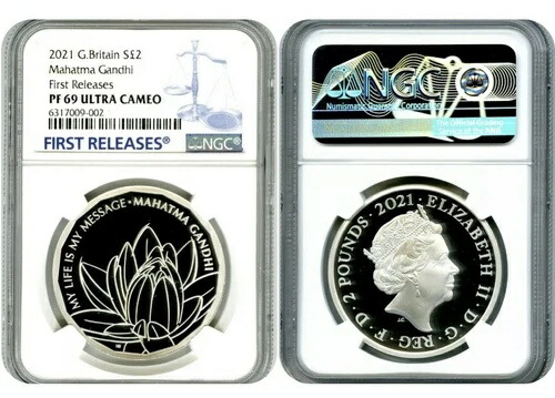 2021 2PD 英国 1OZ シルバー プルーフ マハトマ ガンディ NGC PF69 ファーストリリース- 75,625円