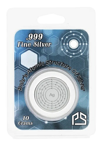 「10x 10g0.999 ファインシルバー「ボーア銀の原子構造」ラウンドロット」 -