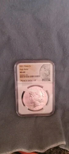 2021 NGC MS69 ピース シルバー ドル ハイ リリーフ。