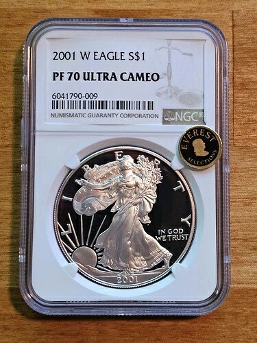 2001年 W シルバー アメリカンイーグル プルーフ PF 70 ウルトラカメオ エベレストコレクション