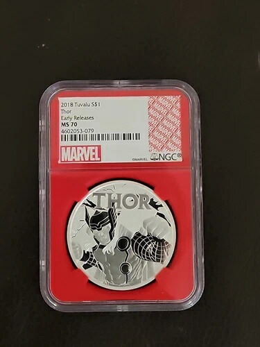 2018年ツバル・トール 1オンス .9999 シルバーコイン 初登場 NGC MS 70 マーベルラベル