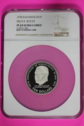 トップポップ 最高級 1978年 PF 69 バハマ ミロ バトラー プルーフ シルバー $10 NGC 7031-