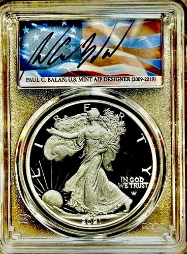 2021 W シルバー イーグル PCGS バラン ポップ 50 PR70 - ダムストラ タイプ 2 FS # NIB