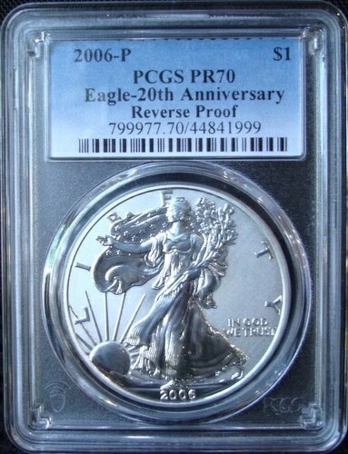 2006-P シルバー アメリカンイーグル リバース プルーフ - PCGS PR70 - 20周年記念セット