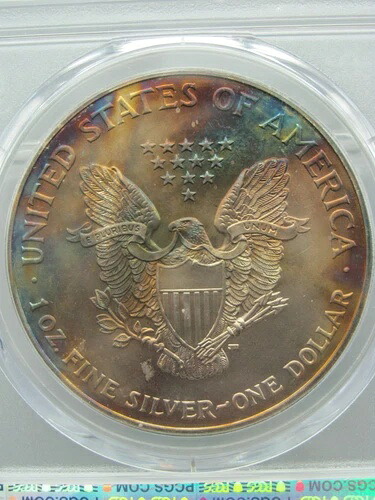 2002年 アメリカン シルバー イーグル PCGS MS 68 レインボートーン
