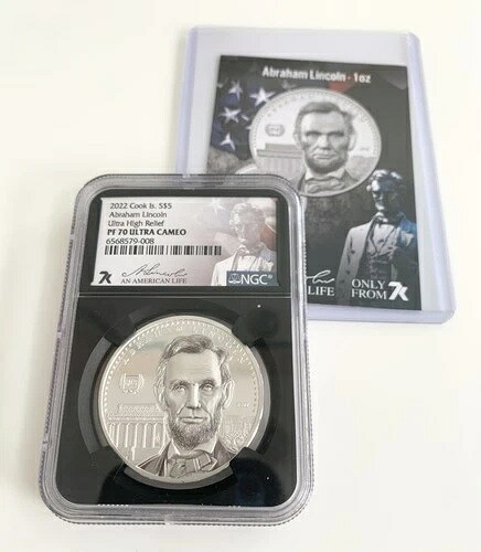 7kMetals 2022 $5 エイブラハムリンカーン ローミンテージ 1809! 1オンス NGC PF70 ウルトラシルバーカメオ-