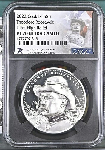 7K Metals 2022 $5 セオドア・ルーズベルト LOW MINT 2001! シルバー 1オンス NGC PF70 Ult Cam