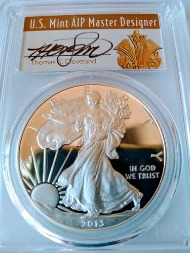 2013 W $1 プルーフ シルバー イーグル PCGS PR70DCAM トーマス・クリーブランド アールデコ ポップ (33) 77,440円