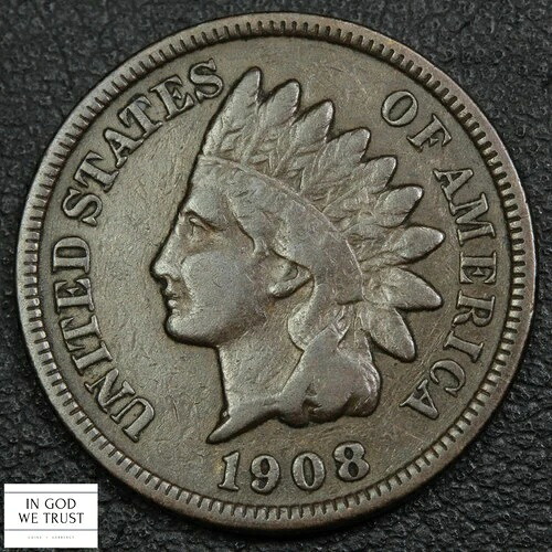 1908年 Sインディアンヘッド銅貨 1セント