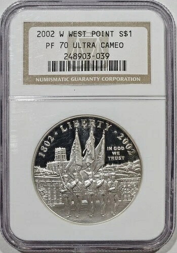 2002-W ウェストポイント生誕200周年記念 1ドル ウルトラカメオ記念ドル NGC MS70