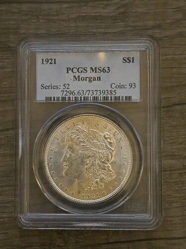 1921年 モルガン銀貨 PCGS MS63 90% 銀 ナイス認定
