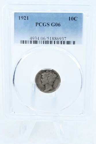 1921-P PCGS G06 マーキュリーダイム ビジネスストライク 10セント