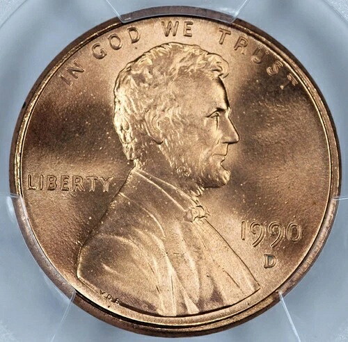 1990-D PCGS MS68RD リンカーンセント 444389306-