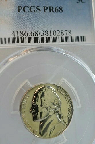 PR68 1954年 ジェファーソン ニッケル PCGS グレード 5C プルーフ 希少 クリーンコイン 未流通
