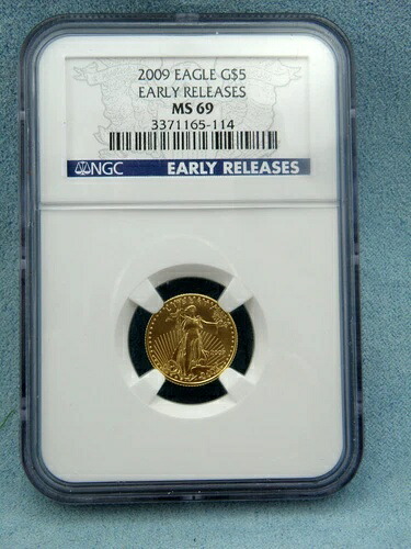 2009年 5ドル、1/10オンス ゴールド アメリカンイーグル MS69 NGC ER ブルーラベル｜WORLD RESOURCE【QUEEN店】 133,100円