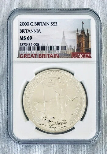 2000年 イギリス 2ポンド銀貨 ブリタニア NGC MS69｜WORLD RESOURCE【QUEEN店】